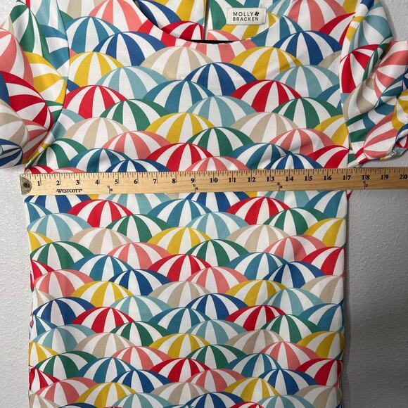 Molly Bracken Umbrella Shift Dress Multi-Colored Round Neck Short Sleeve Sz XS - Picture 8 of 10
